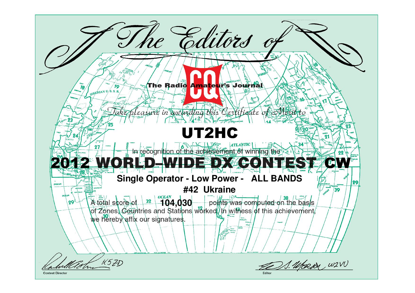 UT2HC CQWW 2012 CW certificate page 001